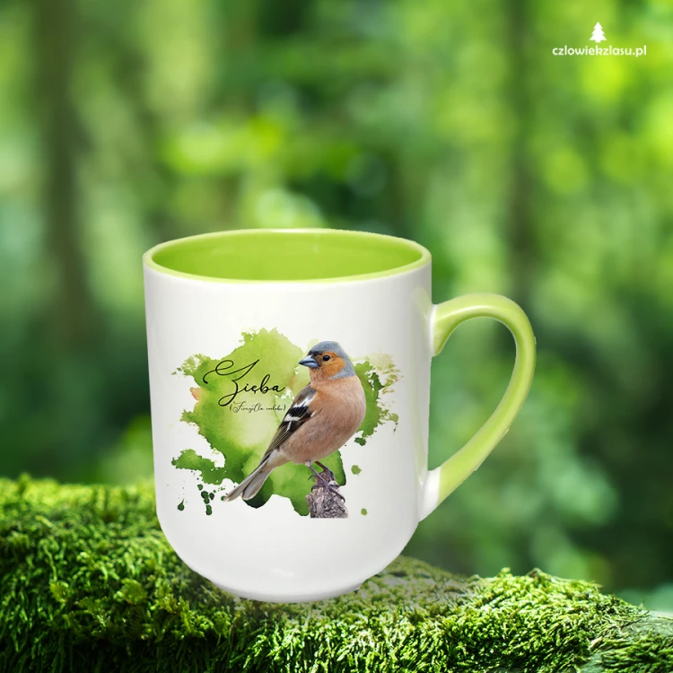 Zięba /Fringilla coelebs/ - prezent dla ornitologa - Kubek jasnozielony coffee