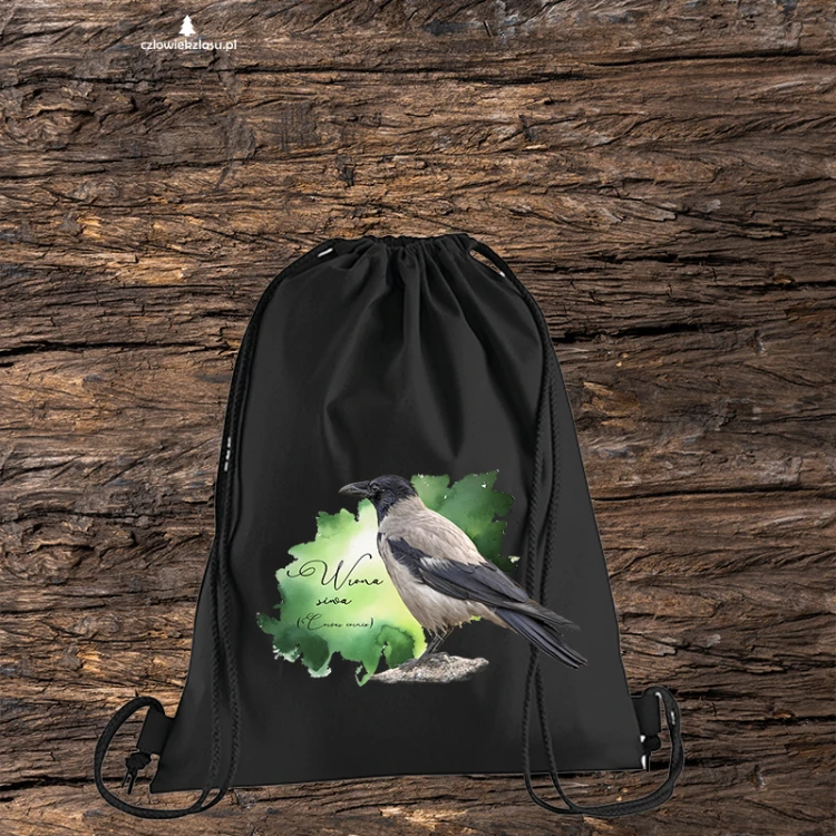 Wrona siwa /Corvus corone/ - prezent dla ornitologa - Worek-Plecak