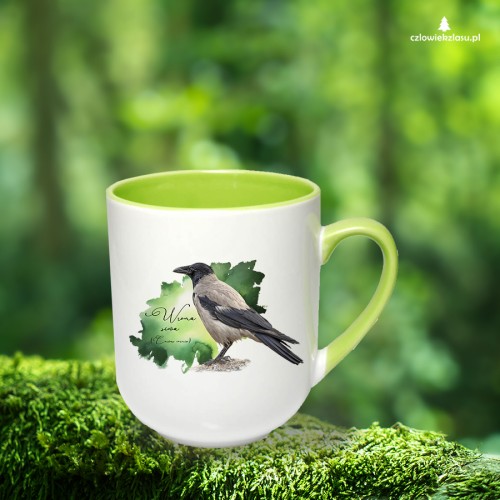 Wrona siwa /Corvus corone/ - prezent dla ornitologa - Kubek jasozielony coffee