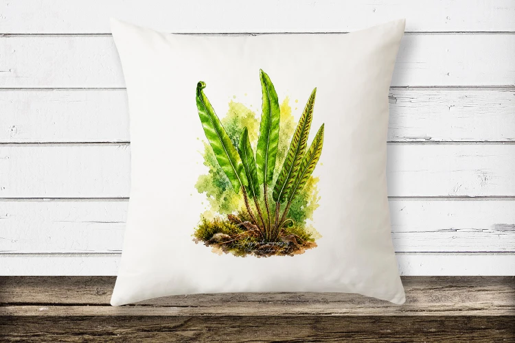 Języcznik zwyczajny /Asplenium scolopendrium/ - prezent dla botanika, prezent dla florysty, miłośnika roślin - Poduszka