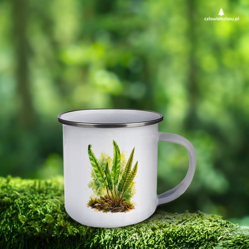 Języcznik zwyczajny /Asplenium scolopendrium/ - prezent dla botanika, prezent dla florysty, miłośnika roślin - Kubek emaliowany