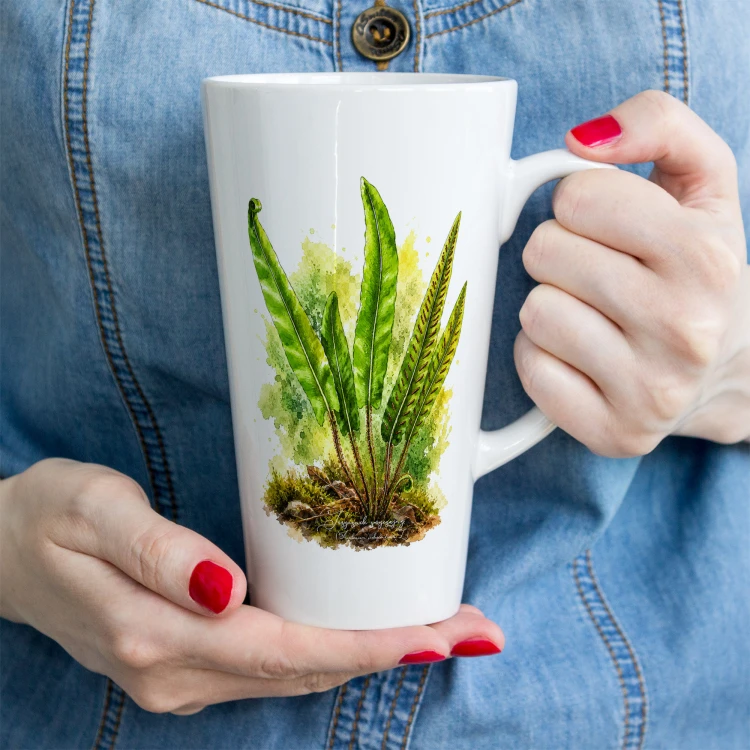 Języcznik zwyczajny /Asplenium scolopendrium/ - prezent dla botanika, prezent dla florysty, miłośnika roślin - Kubek latte