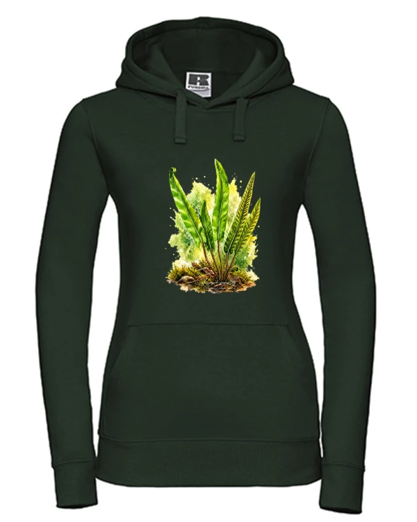 Języcznik zwyczajny /Asplenium scolopendrium/ - prezent dla botanika, prezent dla florysty, miłośnika roślin - Bluza z kapturem
