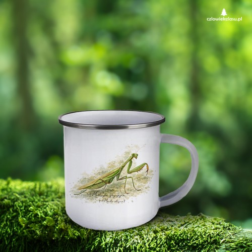 Modliszka zwyczajna /Mantis religiosa/ - prezent dla entomologa - Kubek emaliowany