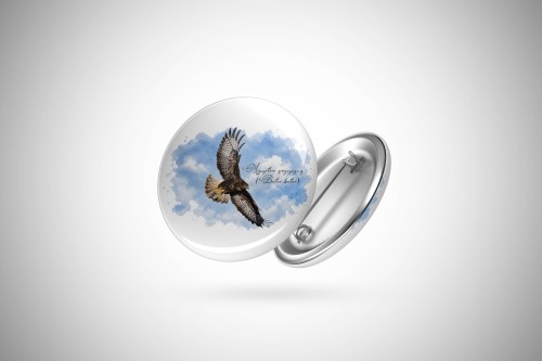 myszołów (Buteo buteo) - prezent dla Ornitologa - Przypinka - Button