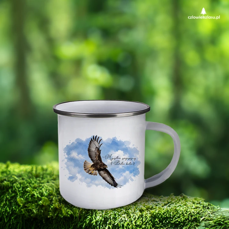 Myszołów (Buteo buteo) - prezent dla Ornitologa - Kubek emaliowany