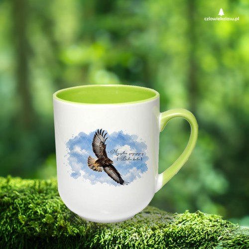 Myszołów /Buteo buteo/ - prezent dla Ornitologa - Kubek jasnozielony coffee