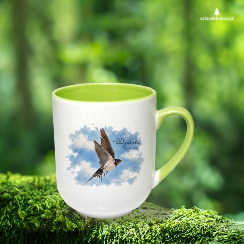 Dymówka /Hirundo rustica/ - prezent dla ornitologa - Kubek jasnozielony coffee