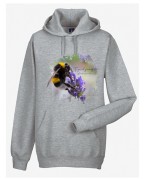 Personalizowana bluza z kapturem spoza regularnej oferty w dowolnym dostępnym kolorze z trzmielem ziemnym (Bombus terrestris) - autorska grafika Pauliny Strejczek-Jaźwińskiej.