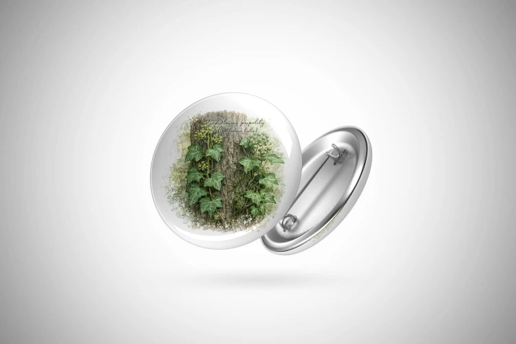 Bluszcz pospolity /Hedera helix/ - prezent dla botanika, prezent dla florysty, miłośnika roślin - Przypinka - Button