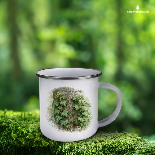 Bluszcz pospolity /Hedera helix/- prezent dla botanika, prezent dla florysty, miłośnika roślin - Kubek emaliowany