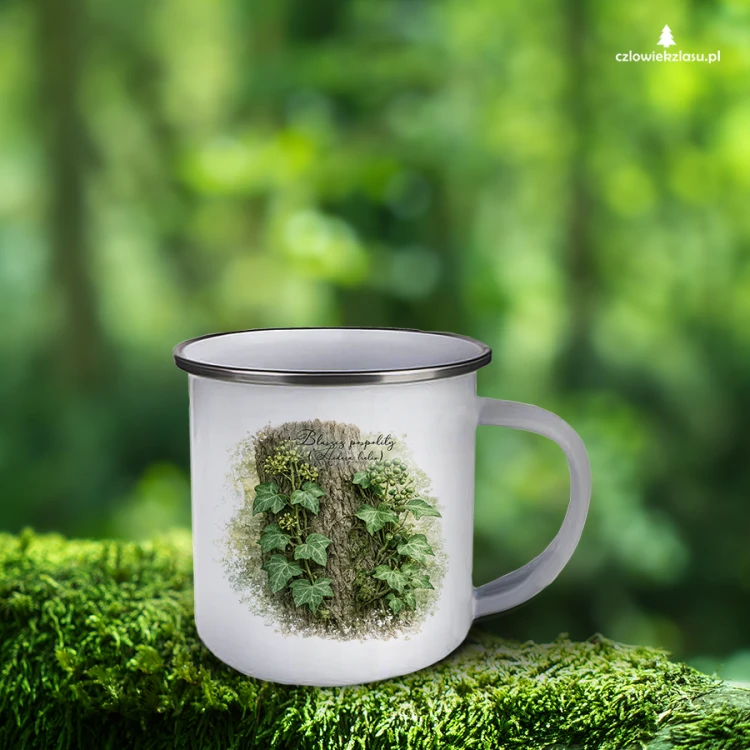 Bluszcz pospolity /Hedera helix/- prezent dla botanika, prezent dla florysty, miłośnika roślin - Kubek emaliowany