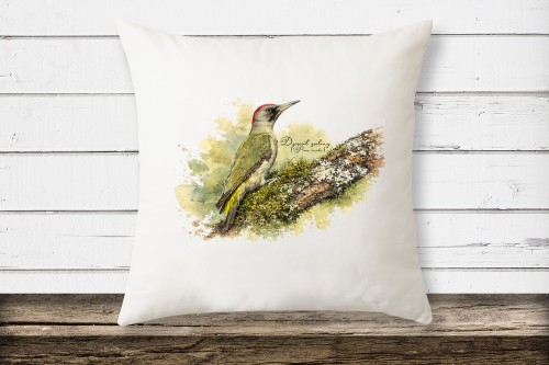 Dzięcioł zielony /Picus viridis/ - prezent dla Ornitologa - Poduszka z dzięciołem
