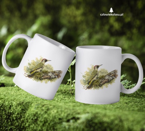 Dzięcioł zielony (Picus viridis) - Kubek ceramiczny - Prezent dla ornitolog