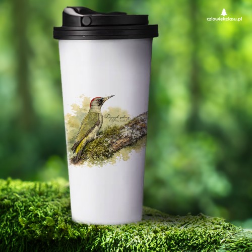 Dzięcioł zielony (Picus viridis) - prezent dla Ornitologa - Kubek termiczny