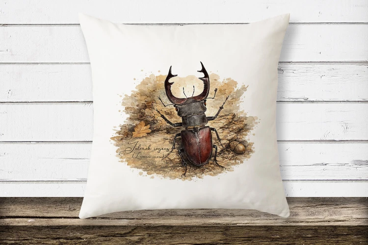 Jelonek rogacz /Lucanus cervus/ - prezent dla Entomologa - Poduszka