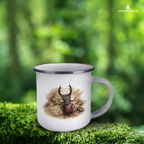 Jelonek rogacz /Lucanus cervus/ - prezent dla Entomologa - Kubek emaliowany