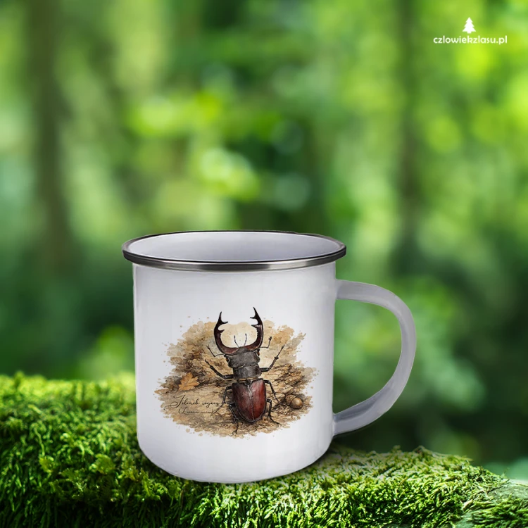 Jelonek rogacz /Lucanus cervus/ - prezent dla Entomologa - Kubek emaliowany