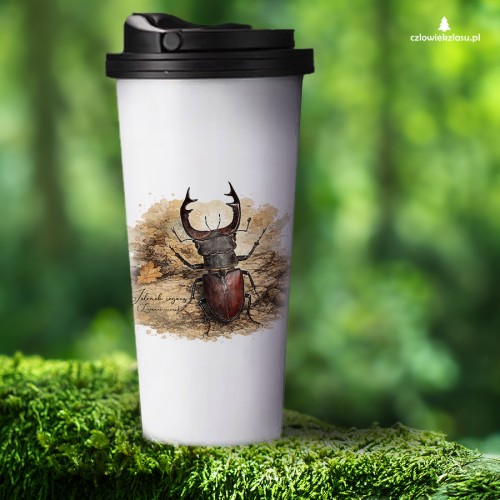 Jelonek rogacz /Lucanus cervus/ - prezent dla Entomologa - kubek termiczny