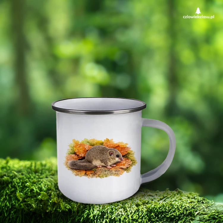 Popielica szara /Glis glis/ - Kubek emaliowany