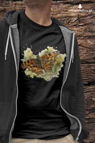 Rusałka ceik /Polygonia c-album/ - prezent dla Lepidopterologa, prezent dla entomologa - Koszulka damska / męska