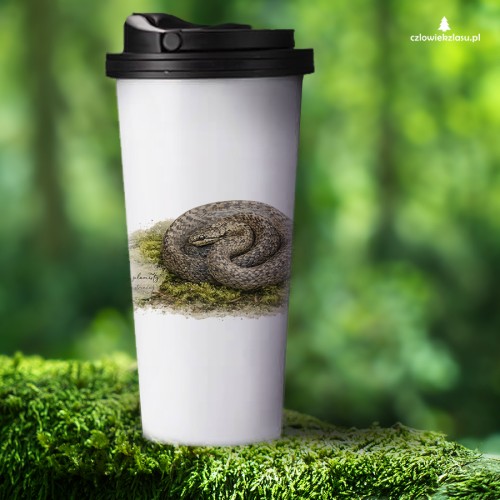 Gniewosz plamisty /Coronella austriaca/ - Kubek termiczny z wężem - Prezent dla herpetologa - Kubek termiczny