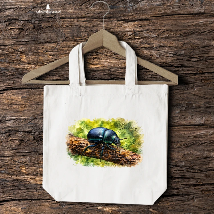 Żuk leśny - Anoplotrupes stercorosus - Prezent dla entomologa - Torba 2 ucha