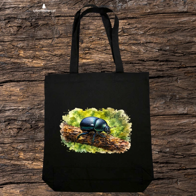 Żuk leśny - Anoplotrupes stercorosus - Prezent dla entomologa - Torba 2 ucha