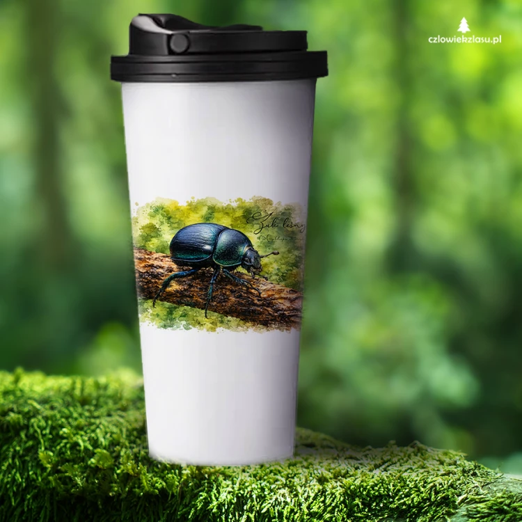 Żuk leśny - Anoplotrupes stercorosus - Prezent dla entomologa - Kubek termiczny