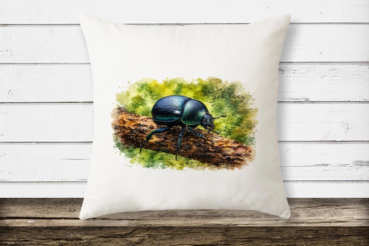 Żuk leśny - Anoplotrupes stercorosus - Prezent dla entomologa - Poduszka