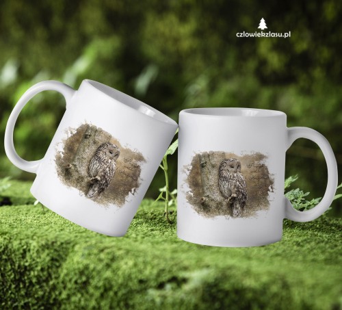 Puszczyk uralski /Strix uralensis/ - prezent dla ornitologa - Kubek ceramiczny