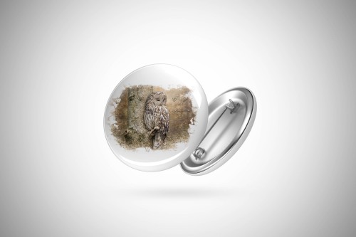 Puszczyk uralski / Strix uralensis / - prezent dla ornitologa - Przypinka - Button