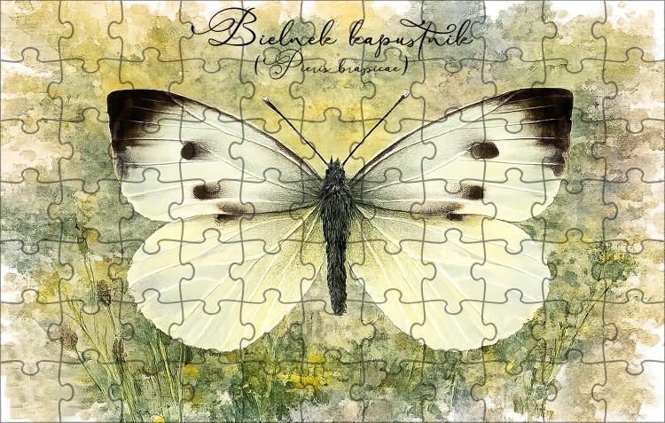 Bielinek kapustnik /Pieris brassicae/ - prezent dla Lepidopterologa, prezent dla entomologa - 120 lub 252 elementy Puzzle
