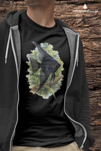 Skalar czarny /Pterophyllum scalare/ - Ryba - prezent dla Akwarysty - Koszulka damska / męska