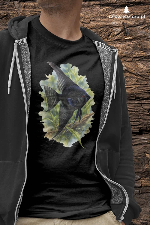 Skalar czarny /Pterophyllum scalare/ - Ryba - prezent dla Akwarysty - Koszulka damska / męska