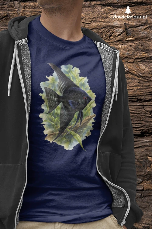 Skalar czarny /Pterophyllum scalare/ - Ryba - prezent dla Akwarysty - Koszulka damska / męska