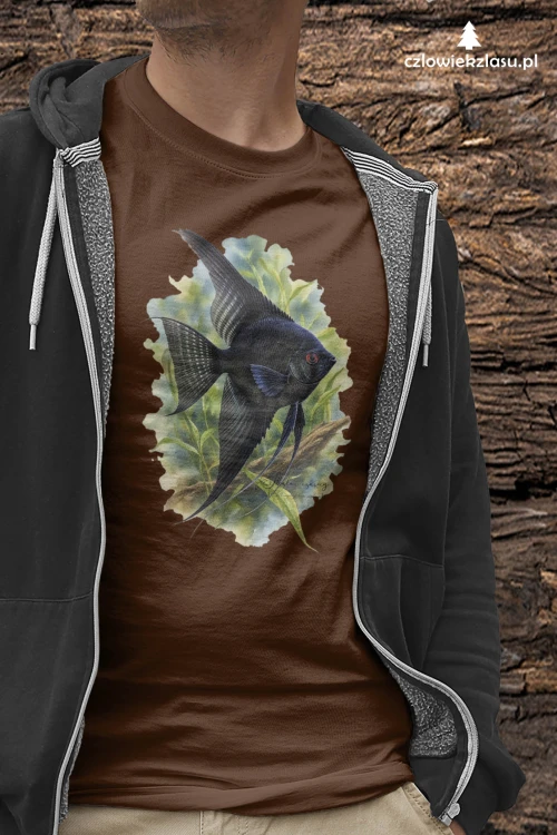Skalar czarny /Pterophyllum scalare/ - Ryba - prezent dla Akwarysty - Koszulka damska / męska