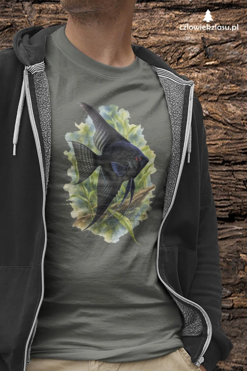 Skalar czarny /Pterophyllum scalare/ - Ryba - prezent dla Akwarysty - Koszulka damska / męska