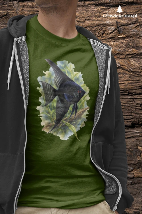 Skalar czarny /Pterophyllum scalare/ - Ryba - prezent dla Akwarysty - Koszulka damska / męska
