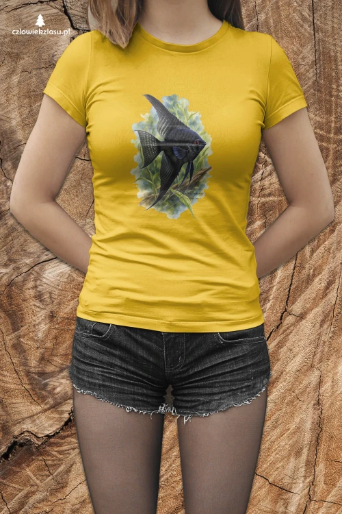 Skalar czarny /Pterophyllum scalare/ - Ryba - prezent dla Akwarysty - Koszulka damska / męska