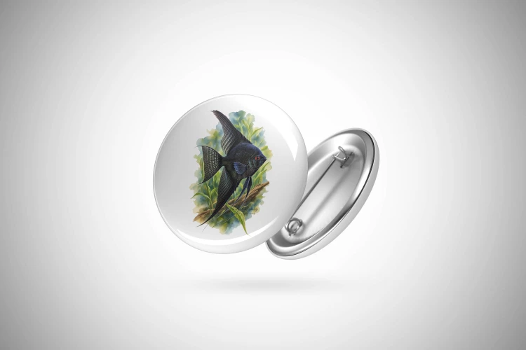 Skalar czarny /Pterophyllum scalare/ - Przypinka - Button
