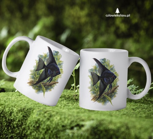 Skalar czarny - Pterophyllum scalare - Prezent dla akwarysty - Kubek dla akwarysty - Kubek ceramiczny