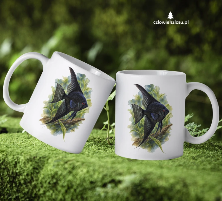 Skalar czarny - Pterophyllum scalare - Prezent dla akwarysty - Kubek dla akwarysty - Kubek ceramiczny