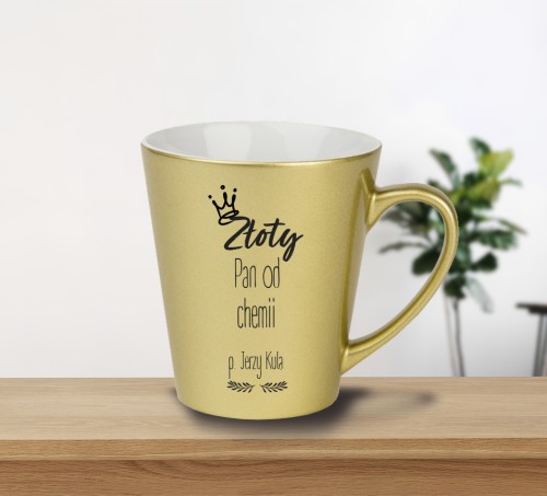 Złota Pani od chemii / Pan od chemii - Chemia - Prezent dla Pani / Pana od chemii - Personalizacja - Kubek złoty latte