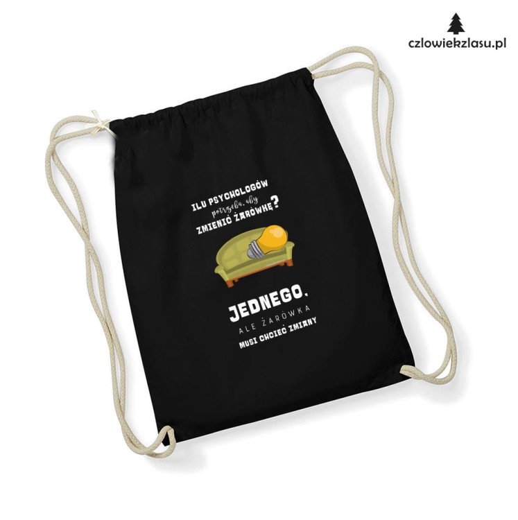 Worek-Plecak czarny psychologa - ilu psychologow potrzeba do zmiany zarowki.jpg